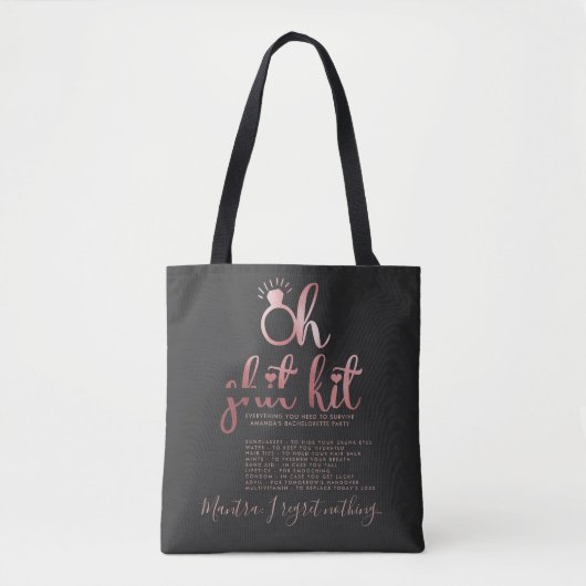 Roze Gouden Bachelorette Kit Persoonlijk Tote Bag (Voorkant)