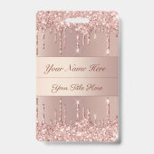 Roze Gouden Badge-sjabloon met aangepaste naamteks Badge (Achterkant)