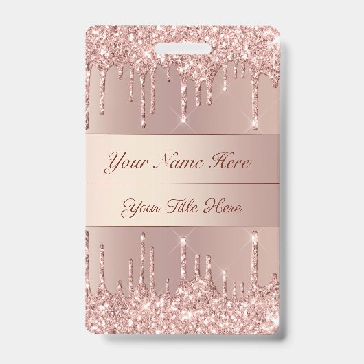 Roze Gouden Badge-sjabloon met aangepaste naamteks Badge (Voorzijde)