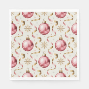 Roze Gouden Bal Luxe Kerstvakantie Servet