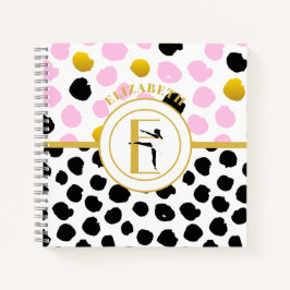Roze Gouden Ballerina Ballet Meisjes Dans Monogram Notitieboek