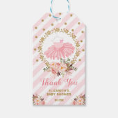 Roze & Gouden Ballerina Tutu Baby shower Verjaarda Cadeaulabel (Voorkant)