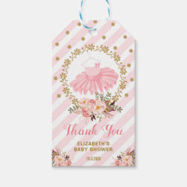 Roze & Gouden Ballerina Tutu Baby shower Verjaarda Cadeaulabel