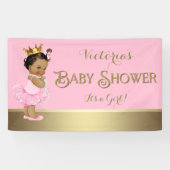 Roze Gouden Ballerina Tutu Pearl Baby shower Spandoek (Horizontaal)
