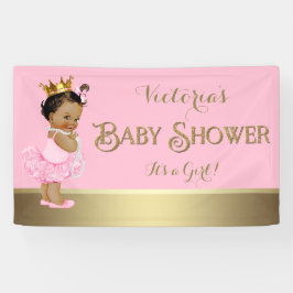 Roze Gouden Ballerina Tutu Pearl Baby shower Spandoek