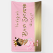 Roze Gouden Ballerina Tutu Pearl Baby shower Spandoek (Verticaal)