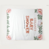 Roze Gouden Ballon Baby Shower Roze Bloemstuk Acht Wandkleed (Voorkant (horizontaal))