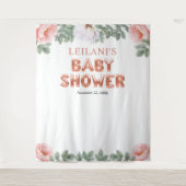 Roze Gouden Ballon Baby Shower Roze Bloemstuk Acht Wandkleed (Voorkant)