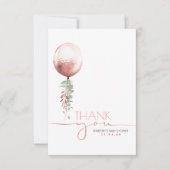 Roze gouden ballon groen Baby shower dank u Bedankkaart (Voorkant)