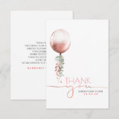 Roze gouden ballon groen Baby shower dank u Bedankkaart (Voorkant / Achterkant)