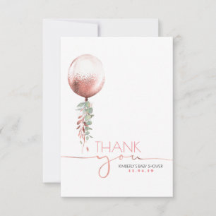 Roze gouden ballon groen Baby shower dank u Bedankkaart