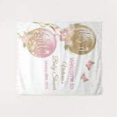 Roze Gouden Ballon Meisje Baby Shower Achterwand Wandkleed (Voorkant (horizontaal))