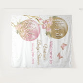 Roze Gouden Ballon Meisje Baby Shower XL Achtergro Wandkleed (Voorkant (horizontaal))