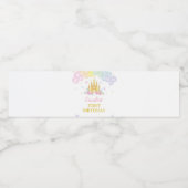 Roze Gouden Ballon Prinses Verjaardag Water Bot Waterfles Etiket (Enkel label)