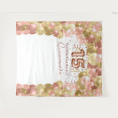 Roze Gouden Ballonboog Quinceanera Wandkleed (Voorkant (horizontaal))