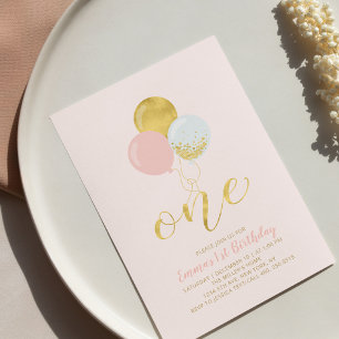 Roze & Gouden Ballonnen Begeleidende Ouders Kaart