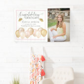 Roze gouden ballonnen Eén foto-Afstuderen banner (Insitu)