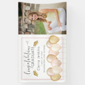 Roze gouden ballonnen Eén foto-Afstuderen banner (Verticaal)