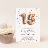 Roze Gouden Ballonnen | Quinceanera Uitnodiging