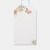 Roze gouden ballonnen vlinder Baby shower Cadeaulabel (Achterkant)