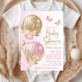 Roze gouden ballonnen vlinder Baby shower Kaart