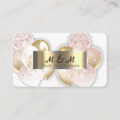 Roze Gouden Ballonnen Wit Echt Gouden Folie Visitekaartje (Voorkant)