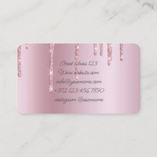 Roze Gouden Ballonnen Wit Echt Gouden Folie Visitekaartje (Achterkant)