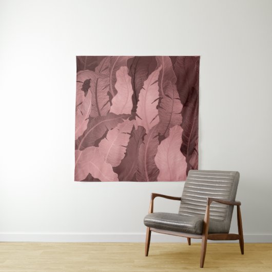 Roze gouden bananenbladeren: luxe wandkleed (In situ)