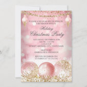  roze gouden Bauble kerstfeest Kaart (Voorkant)