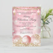  roze gouden Bauble kerstfeest Kaart (Staand voorkant)