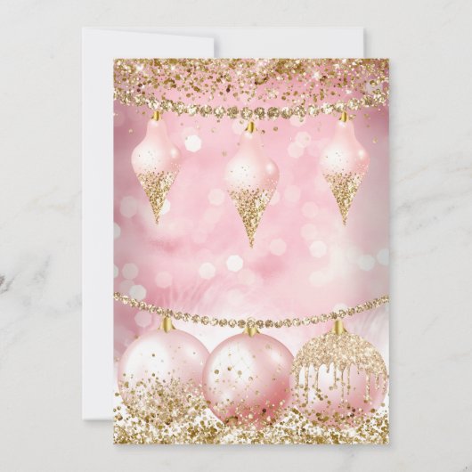  roze gouden Bauble kerstfeest Kaart (Achterkant)