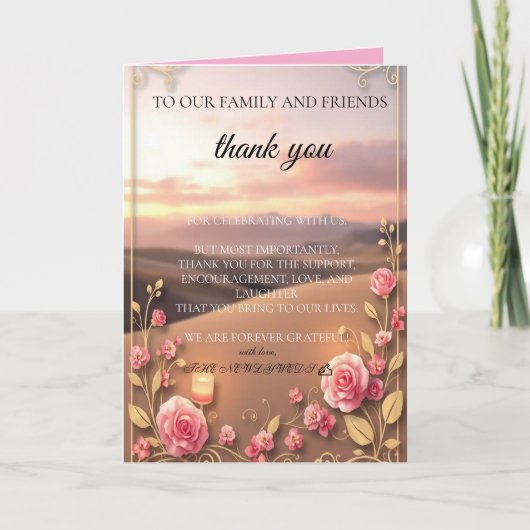 roze gouden bedankkaart (Voorkant)