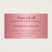 Roze Gouden Bedankt Voor Winkelen Kortingkaart Visitekaartje (Achterkant)