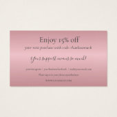 Roze Gouden Bedankt Voor Winkelen Kortingkaart Visitekaartje (Achterkant)
