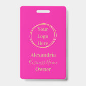 Roze Gouden Bedrijfspas Personeelsnaam Badge (Achterkant)
