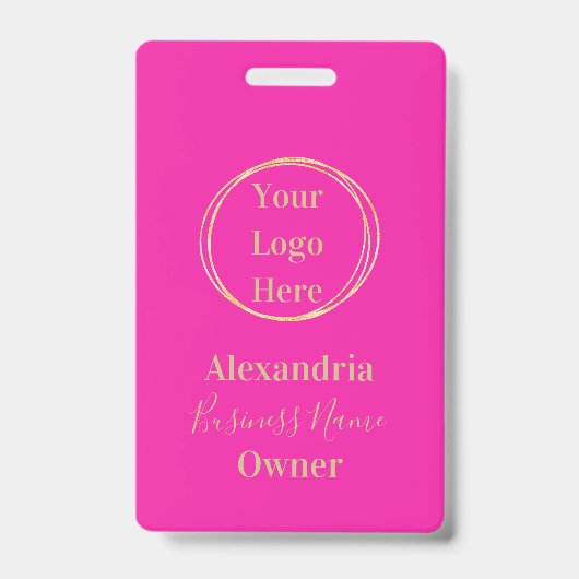 Roze Gouden Bedrijfspas Personeelsnaam Badge (Voorzijde)
