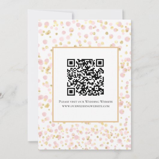 Roze gouden bekleding QR-code Bieden met de datum Save The Date (Achterkant)