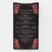 Roze Gouden Betoverde Tuin Trouw Drankjes Bar Menu Spandoek (Verticaal)