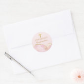 Roze Gouden Bevestiging Kruis Chique Partij Ronde Sticker (Envelop)