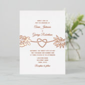 Roze Gouden Blad Bruiloft Folie Uitnodiging (Staand Voorkant)