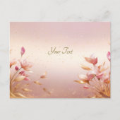 Roze Gouden Bladeren Bloemen Ansichtkaart Briefkaart (Voorkant)