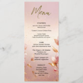 Roze Gouden Bladeren Bloemen Bruiloft Menu (Voorkant)