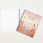 Roze Gouden Bladeren Bloemen Bruiloft Planner (Display)