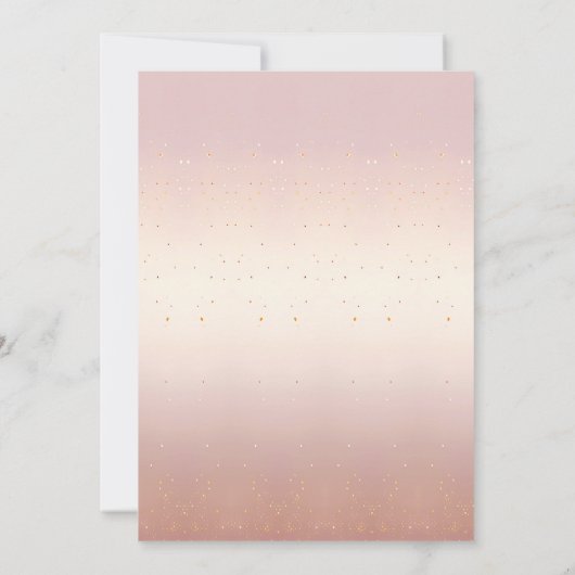 Roze Gouden Bladeren Bloemen Bruiloft Uitnodiging (Achterkant)