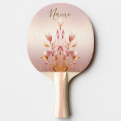 Roze Gouden Bladeren Bloemen Ping Pong Paddle Tafeltennisbatje (Achterkant)