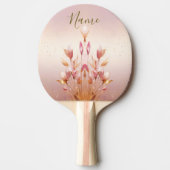 Roze Gouden Bladeren Bloemen Ping Pong Paddle Tafeltennisbatje (Voorkant)