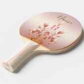 Roze Gouden Bladeren Bloemen Ping Pong Paddle Tafeltennisbatje (Voorkant Gekanteld)