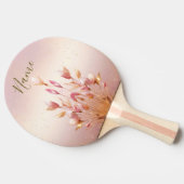 Roze Gouden Bladeren Bloemen Ping Pong Paddle Tafeltennisbatje (Zijkant)
