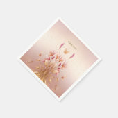 Roze Gouden Bladeren Bloemen Servetten (Hoek)
