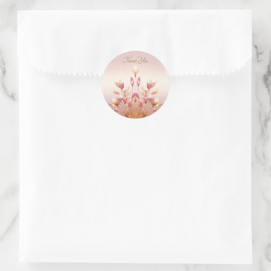 Roze Gouden Bladeren Bloemen Sticker (Tas)